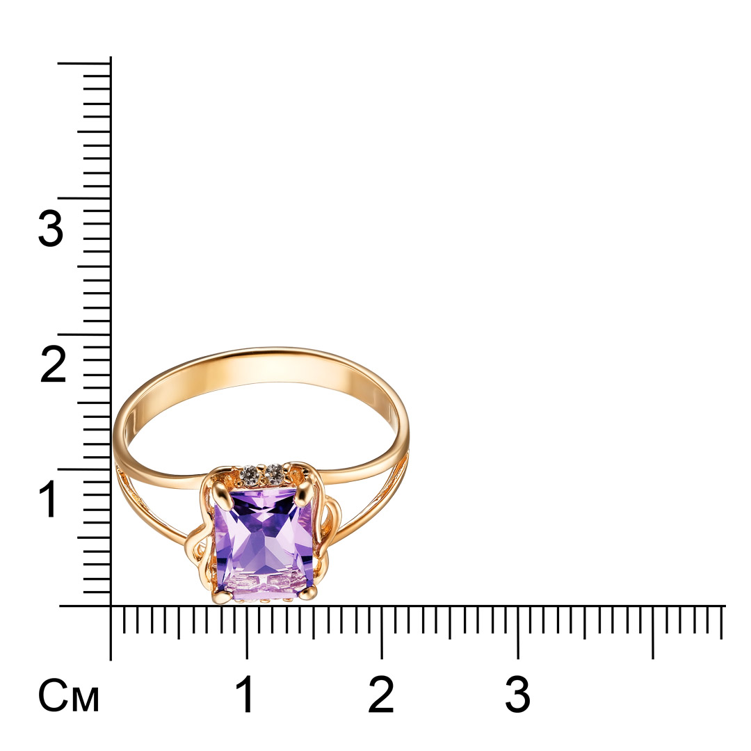 Серебряное кольцо 925 пробы; вставки 1 Аметист; 4 Фианит бесцв.;