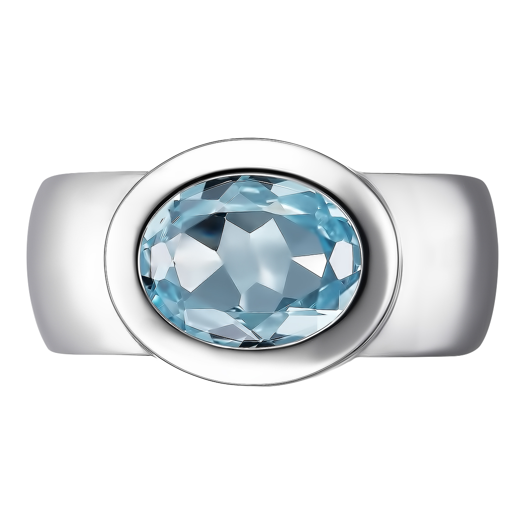 Серебряное кольцо 925 пробы; вставки 1 Топаз; 14 Фианит бесцв.;