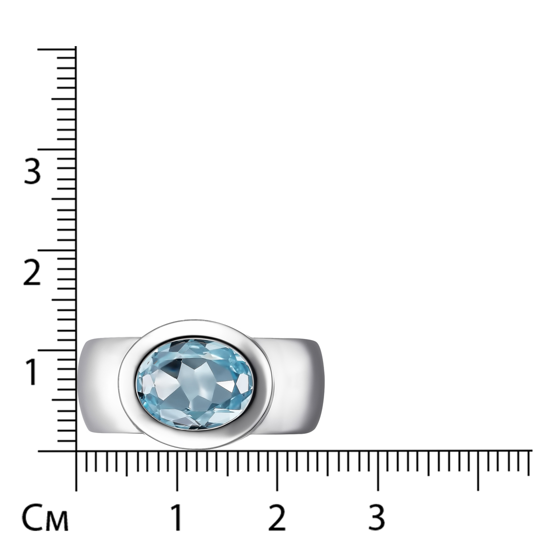 Серебряное кольцо 925 пробы; вставки 1 Топаз; 14 Фианит бесцв.;