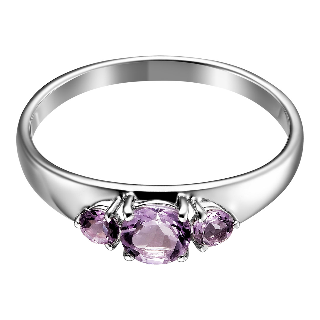 Серебряное кольцо 925 пробы; вставки 3 Аметист;