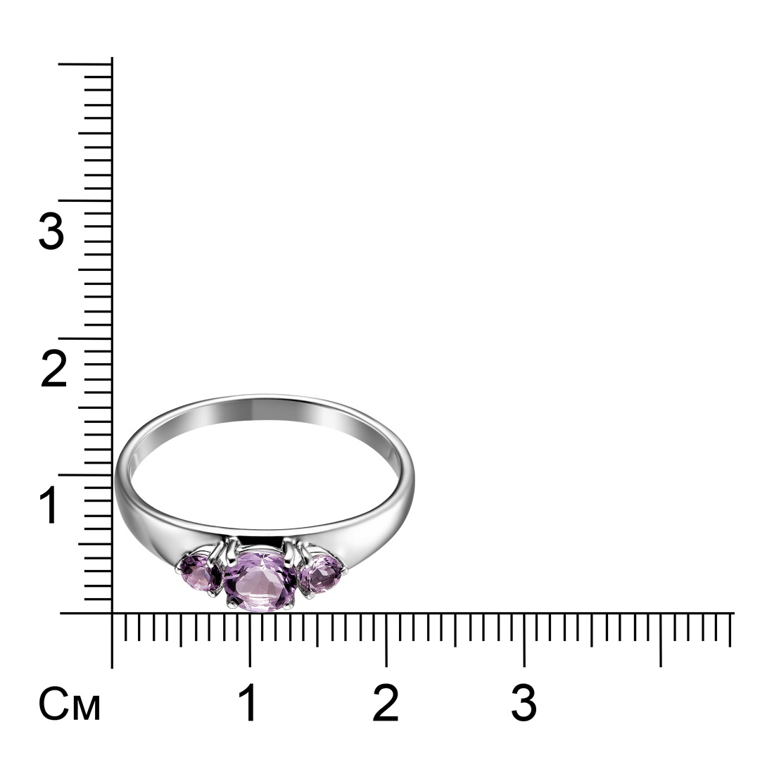 Серебряное кольцо 925 пробы; вставки 3 Аметист;