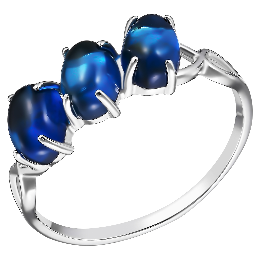 Серебряное кольцо 925 пробы; вставки 3 Янтарь;
