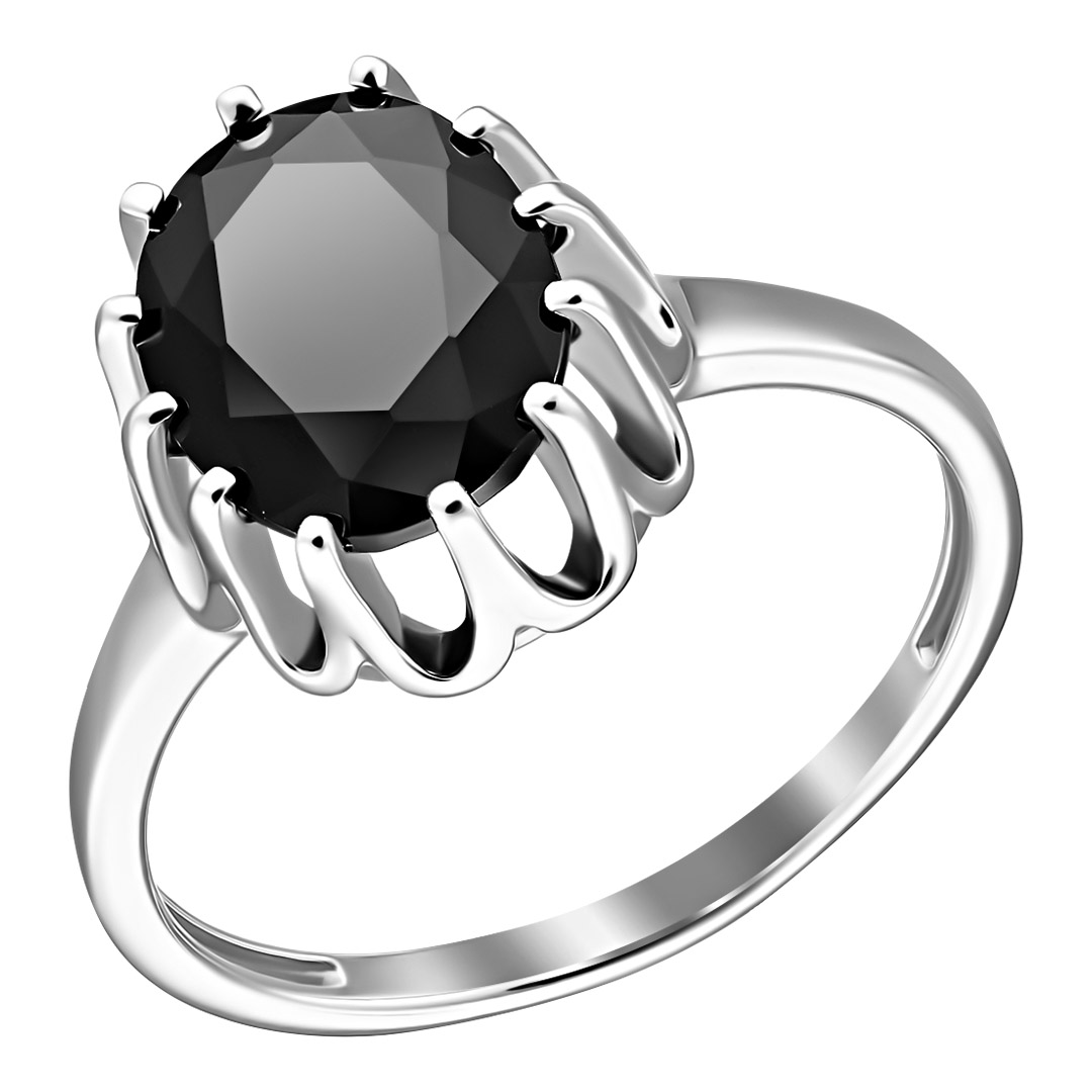 Серебряное кольцо 925 пробы; вставки 1 Шпинель черная;