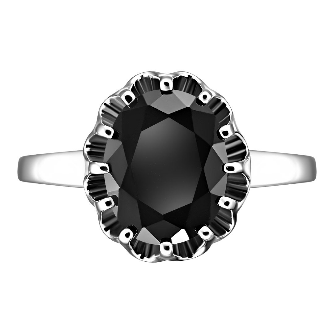 Серебряное кольцо 925 пробы; вставки 1 Шпинель черная;