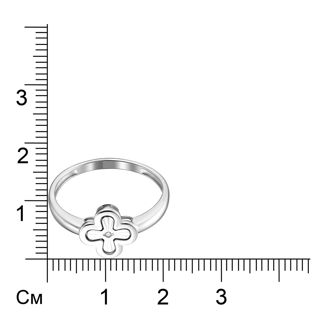 Серебряное кольцо с бриллиантом "Клевер"