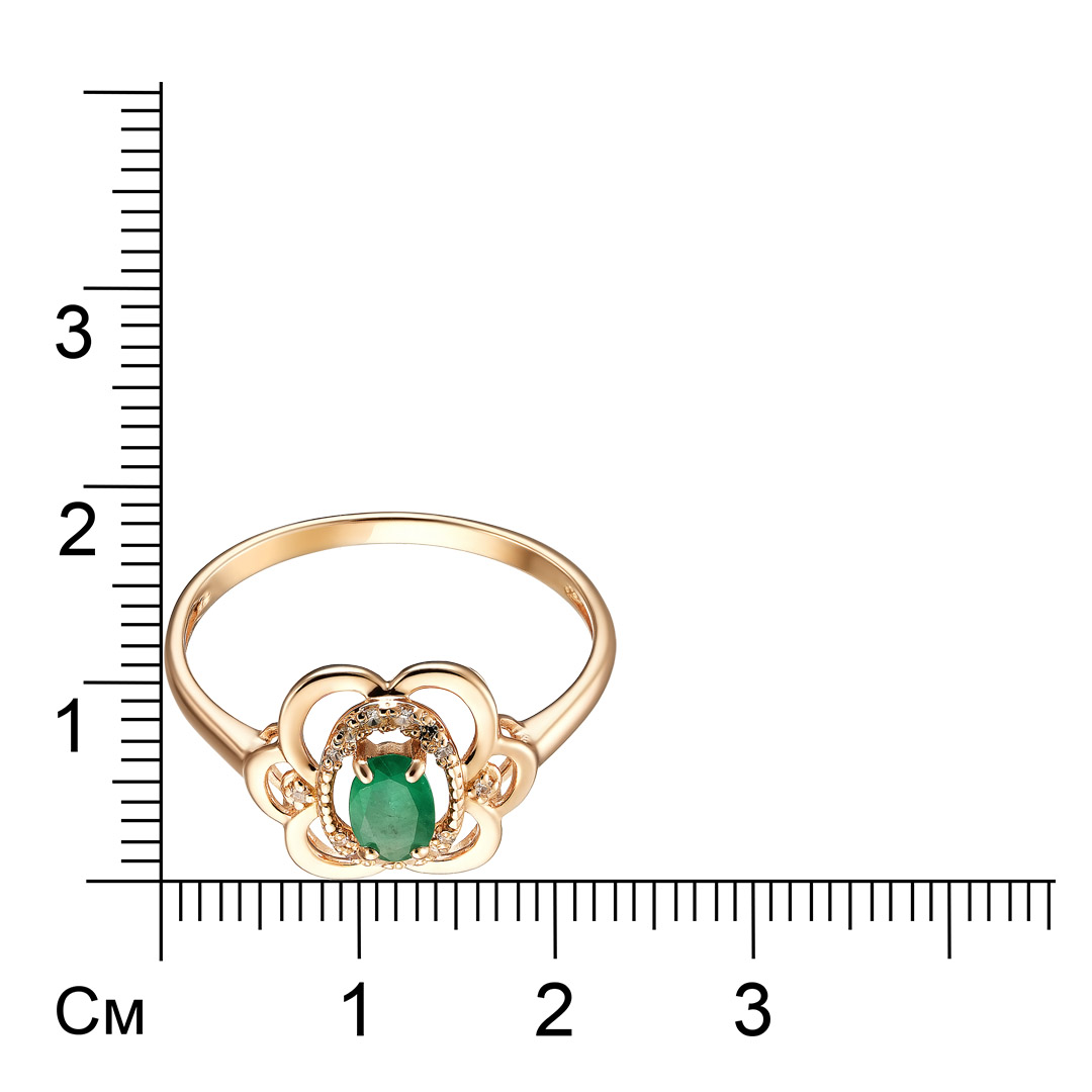 Серебряное кольцо 925 пробы; вставки 1 Изумруд (F) 0,405 3/3; 14 Сапфир бесцв.;