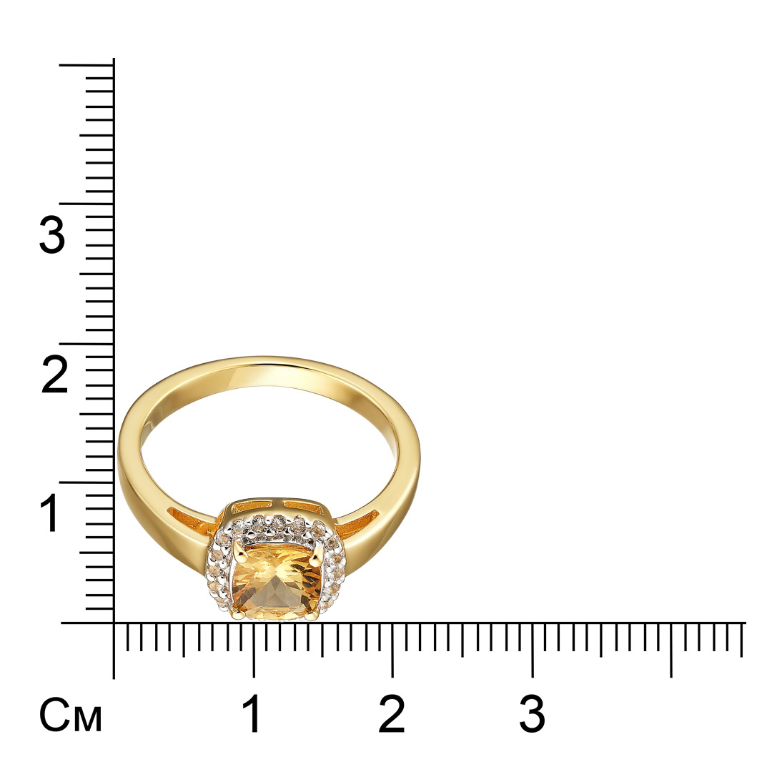 Серебряное кольцо 925 пробы; вставки 1 Гелиодор 0,75 ct; 20 Топаз белый 0,16 ct;
