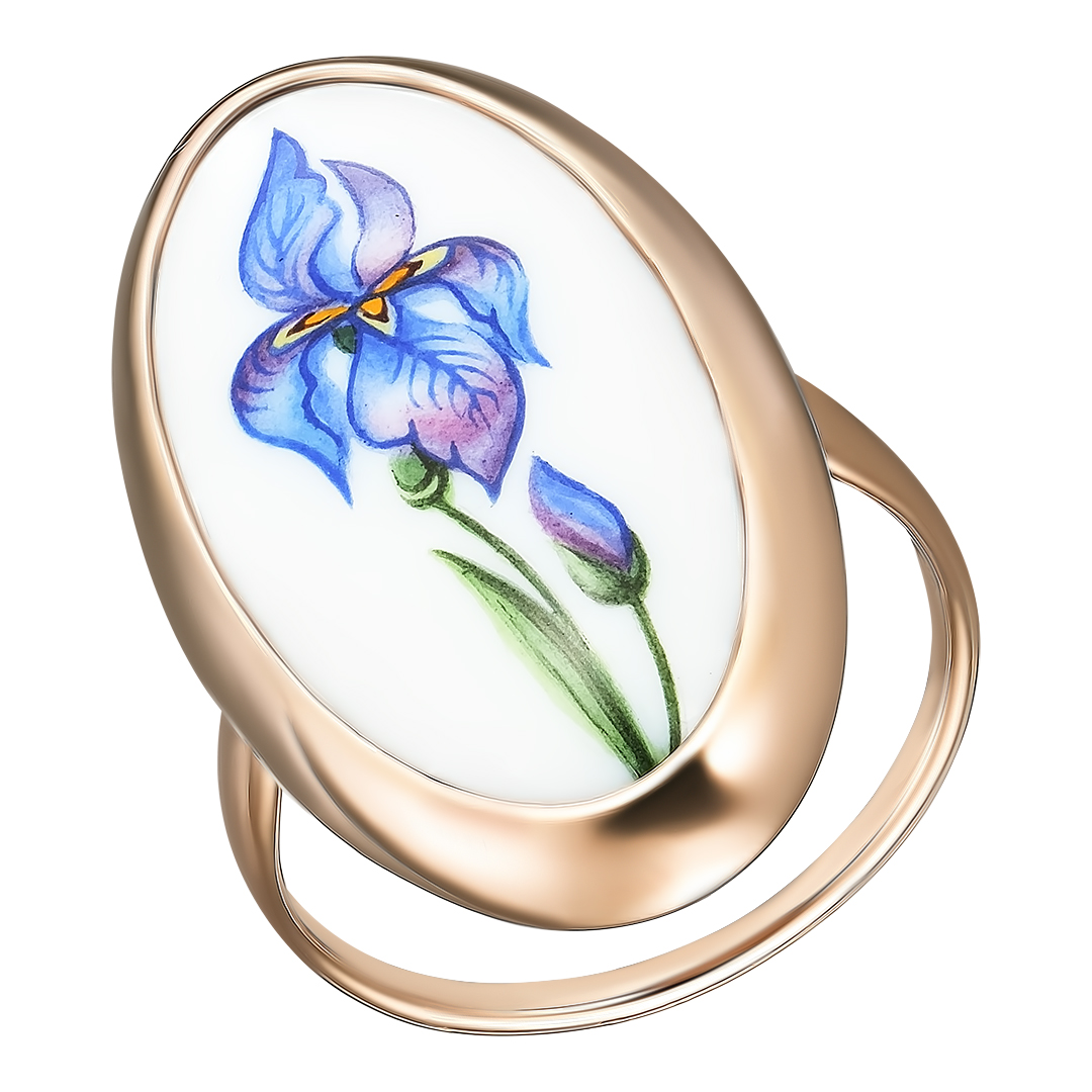 Серебряное кольцо 925 пробы; вставки Финифть разноцв.;