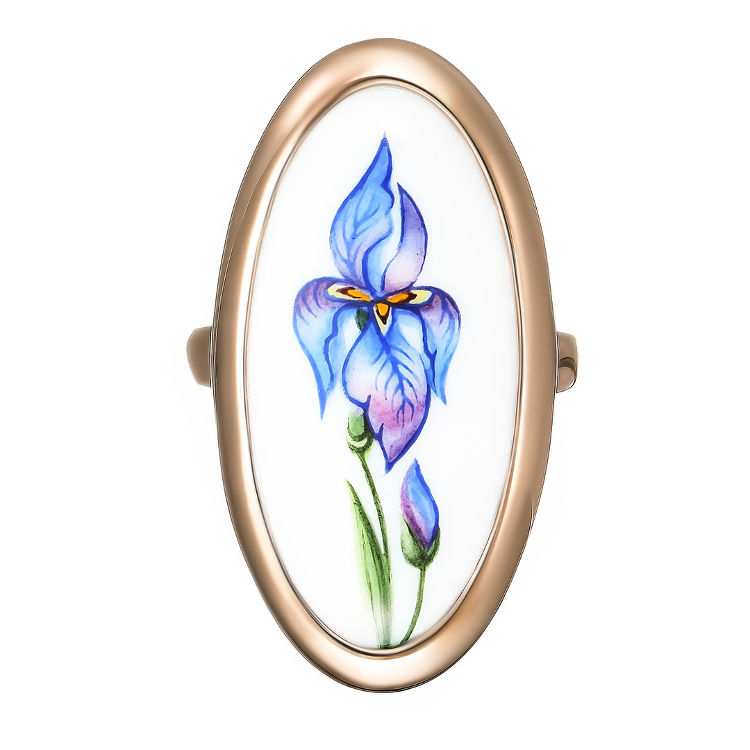 Серебряное кольцо 925 пробы; вставки Финифть разноцв.;