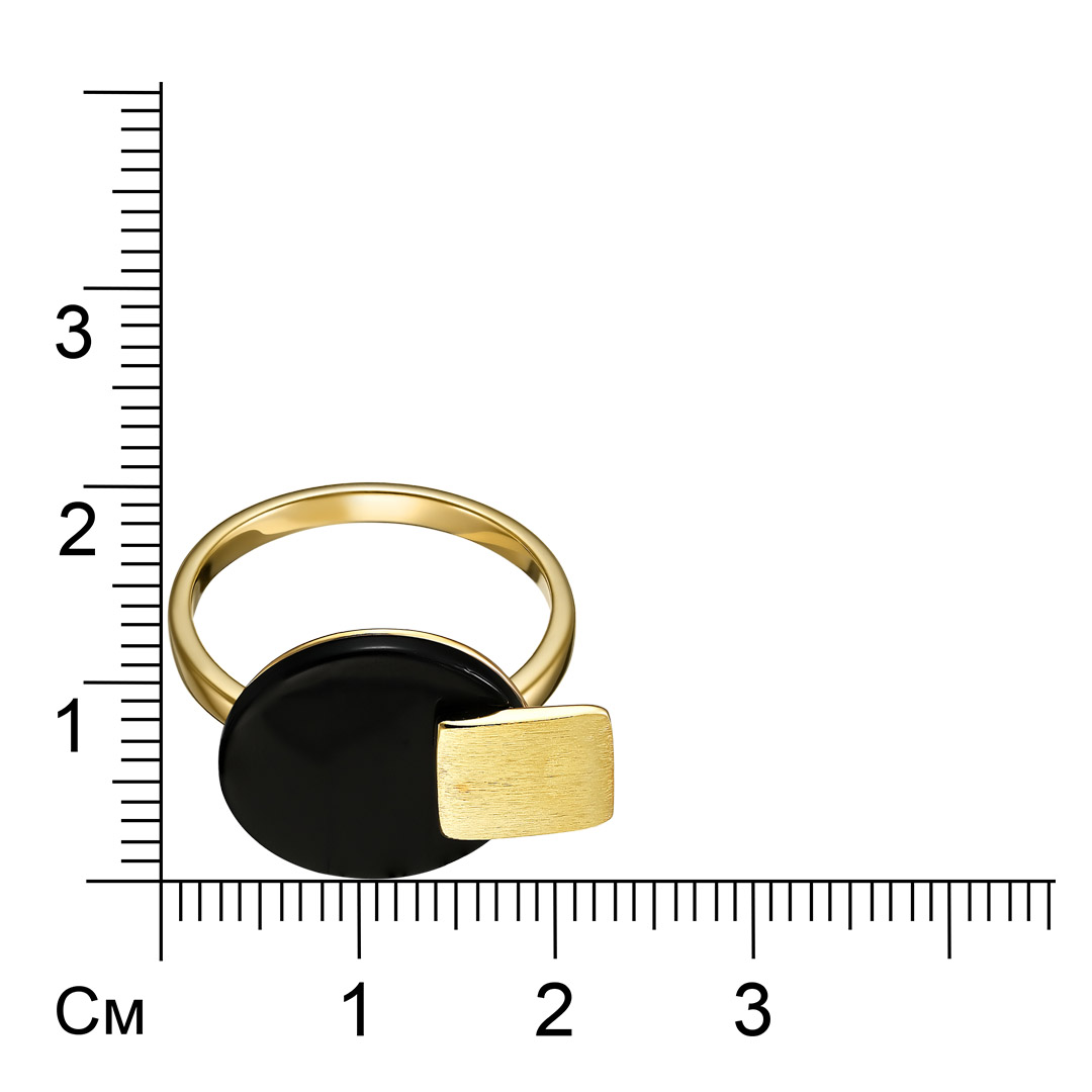 Серебряное кольцо 925 пробы; матирование; вставки 1 Оникс черн.;