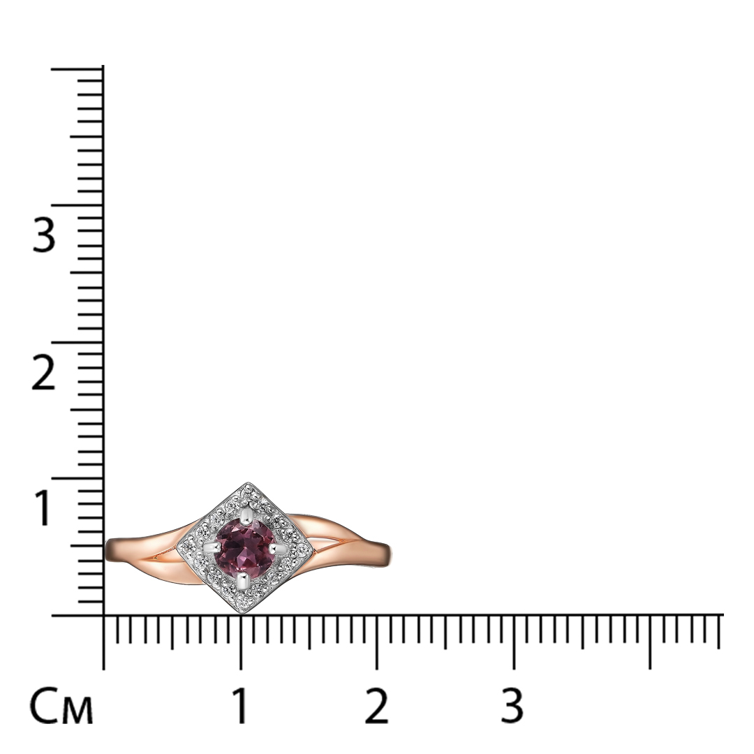 Серебряное кольцо 925 пробы; вставки 1 Мультитурмалин; 16 Фианит бесцв.;