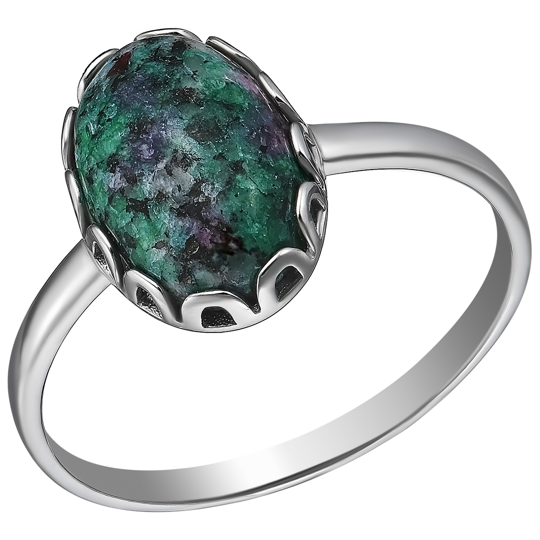 Серебряное кольцо 925 пробы; вставки 1 Цоизит;