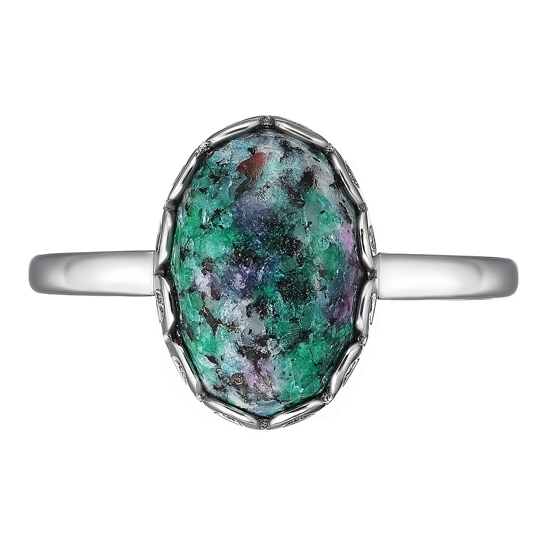 Серебряное кольцо 925 пробы; вставки 1 Цоизит;