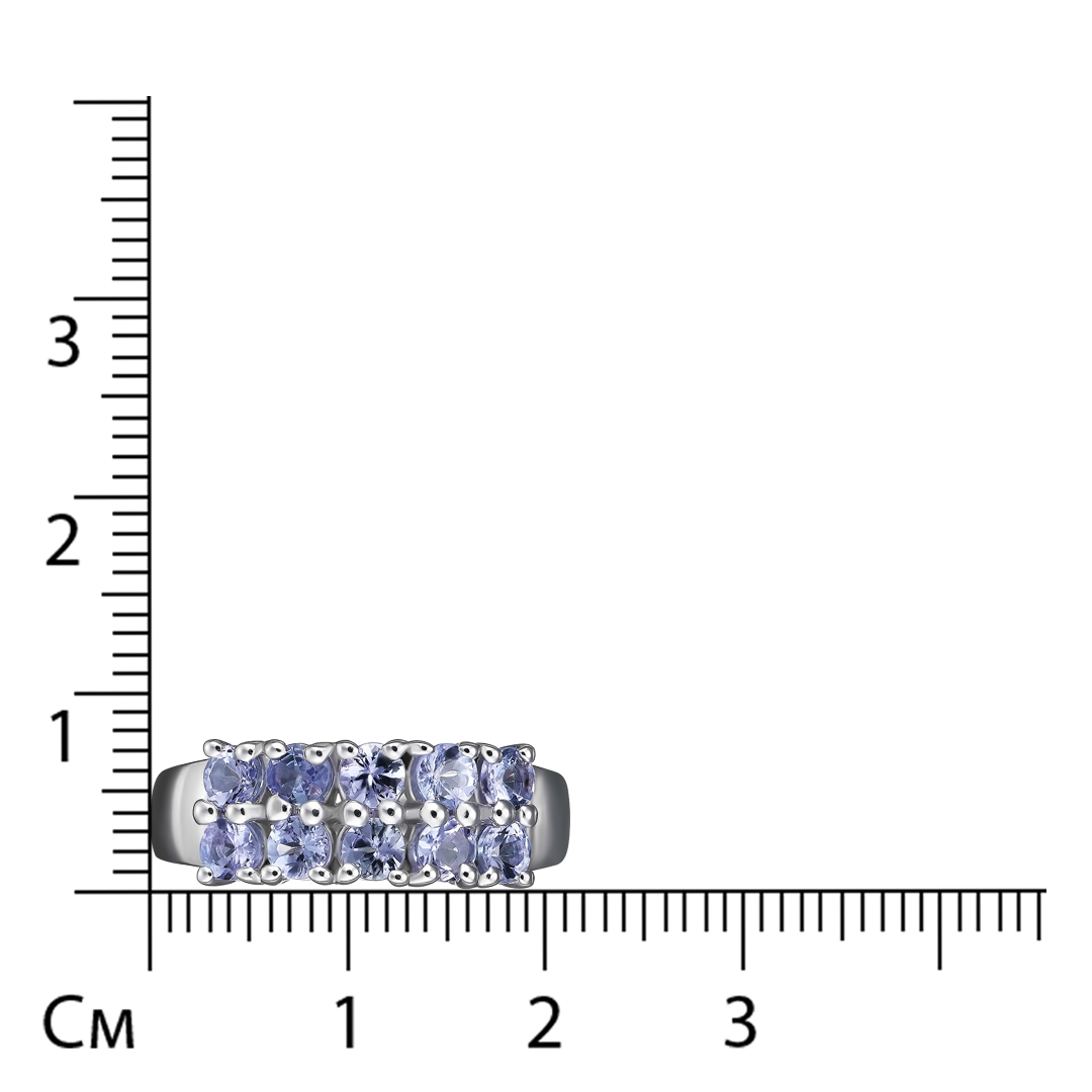 Серебряное кольцо 925 пробы; вставки 10 Танзанит 1 ct;