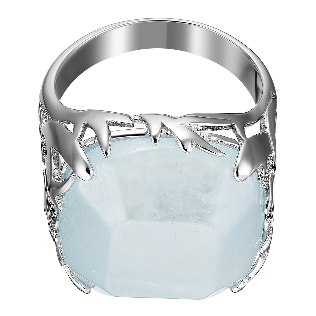 Серебряное кольцо 925 пробы; вставки 1 Аквамарин 16 ct;