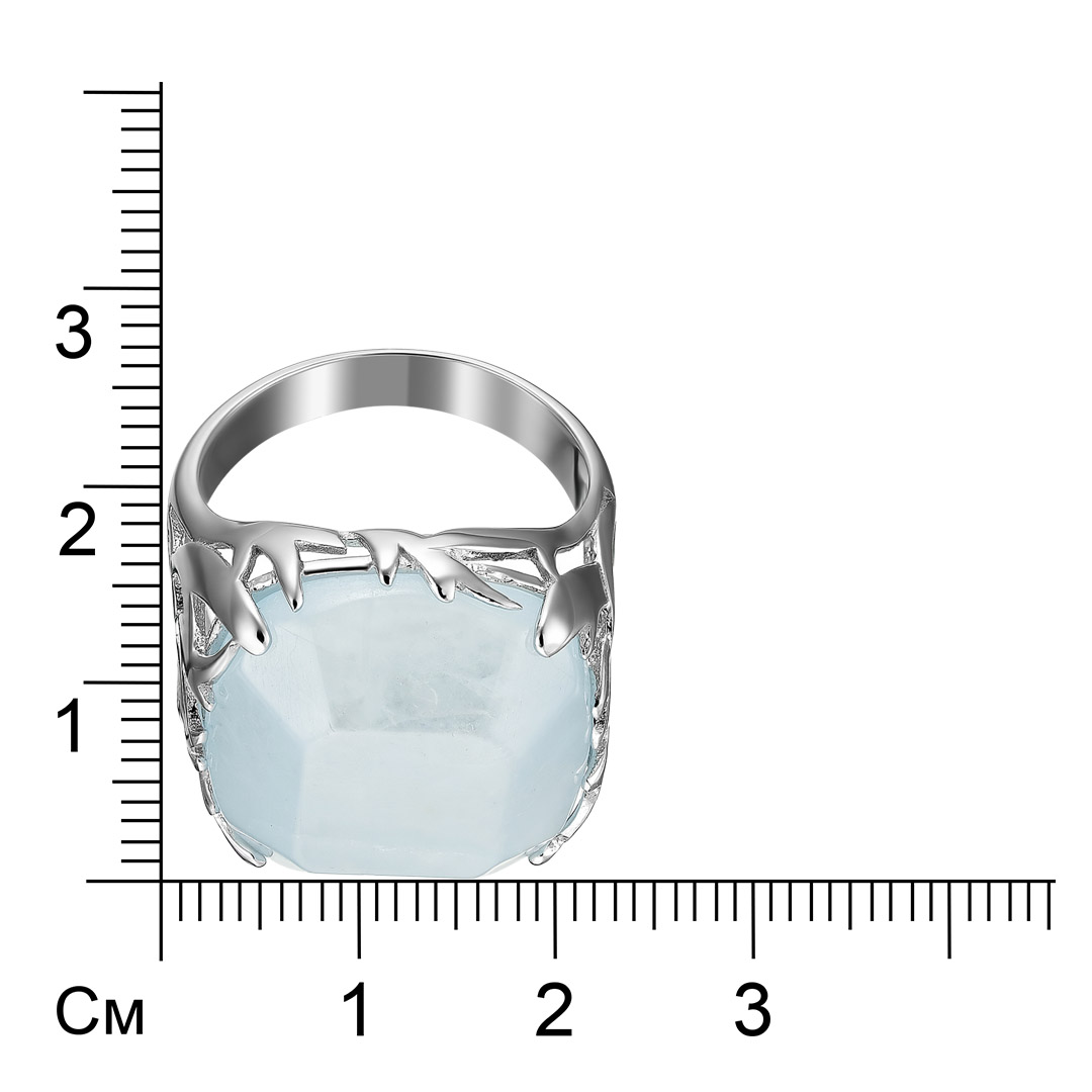 Серебряное кольцо 925 пробы; вставки 1 Аквамарин 16 ct;