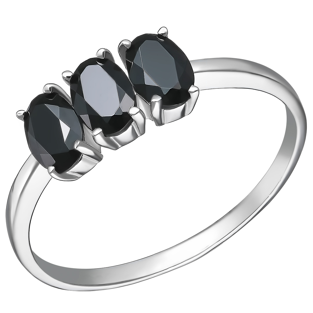 Серебряное кольцо 925 пробы; вставки 3 Турмалин черный;