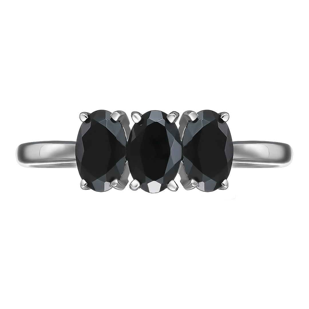 Серебряное кольцо 925 пробы; вставки 3 Турмалин черный;