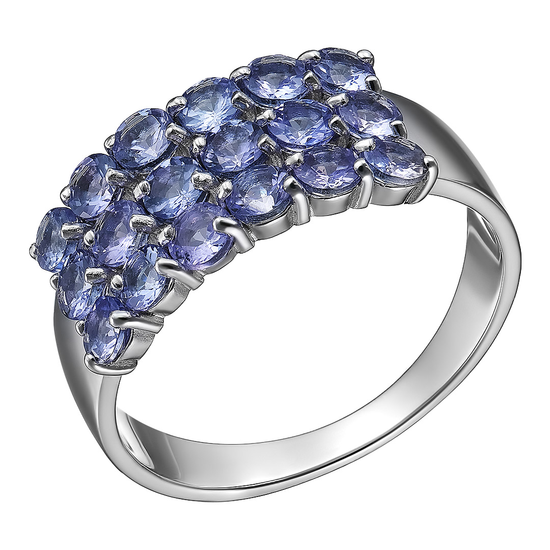 Серебряное кольцо 925 пробы; вставки 18 Танзанит;