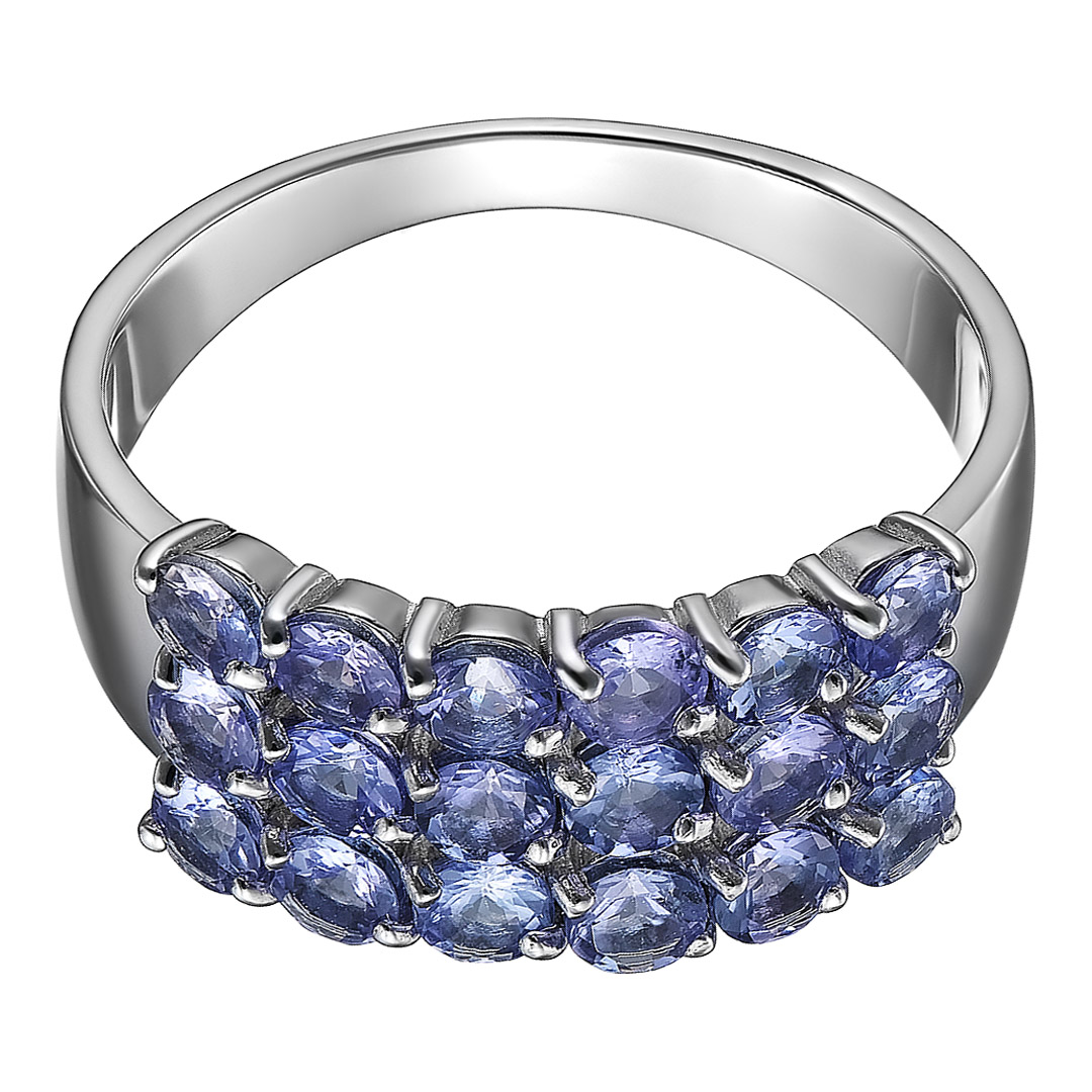 Серебряное кольцо 925 пробы; вставки 18 Танзанит;