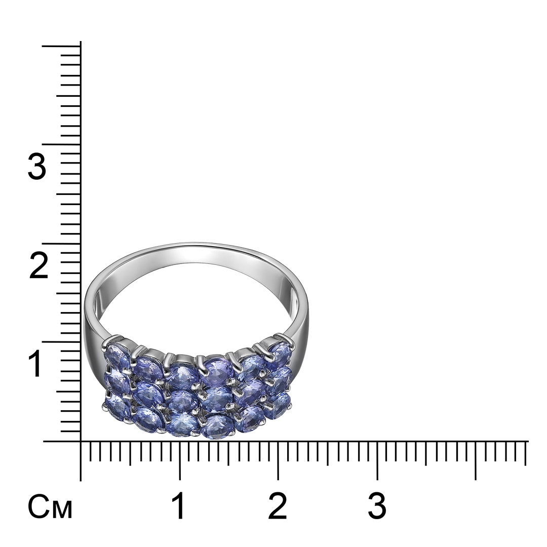 Серебряное кольцо 925 пробы; вставки 18 Танзанит;