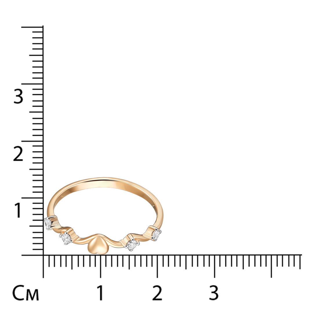 Кольцо из золота с кубическим цирконием "Сердце"