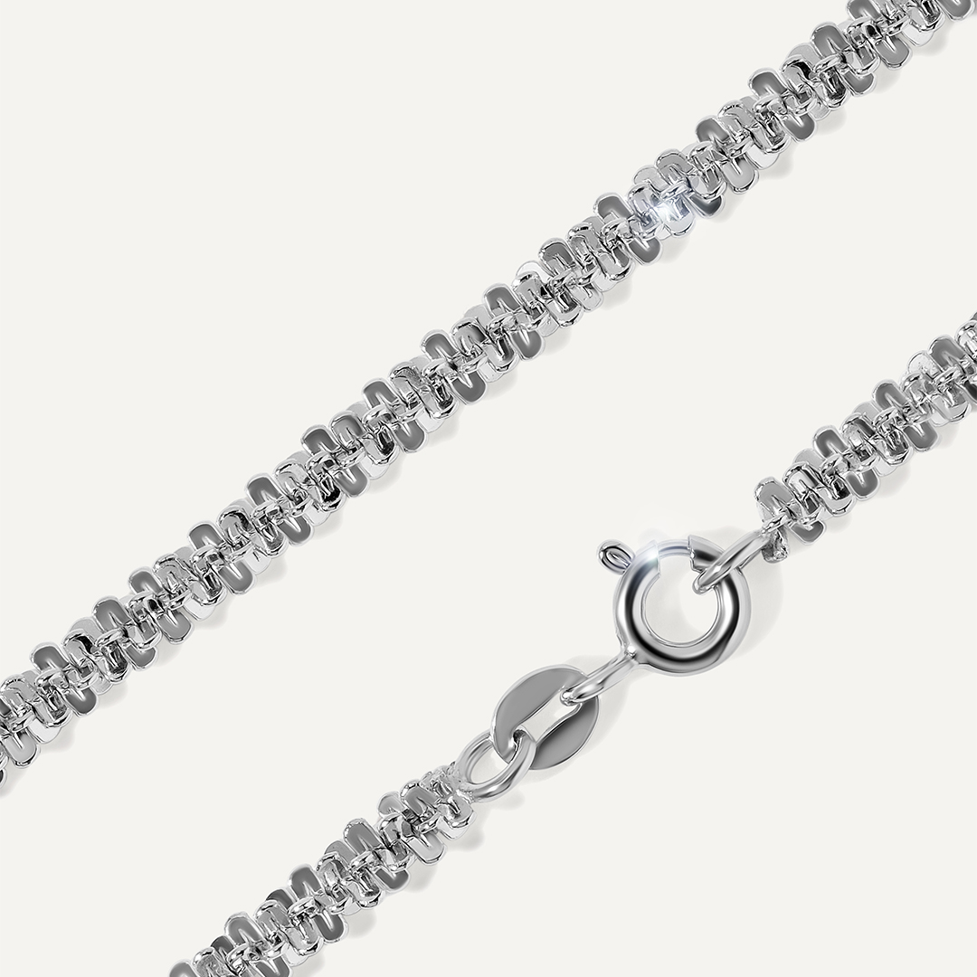 Серебряная цепь плетение "Крис-Крос"