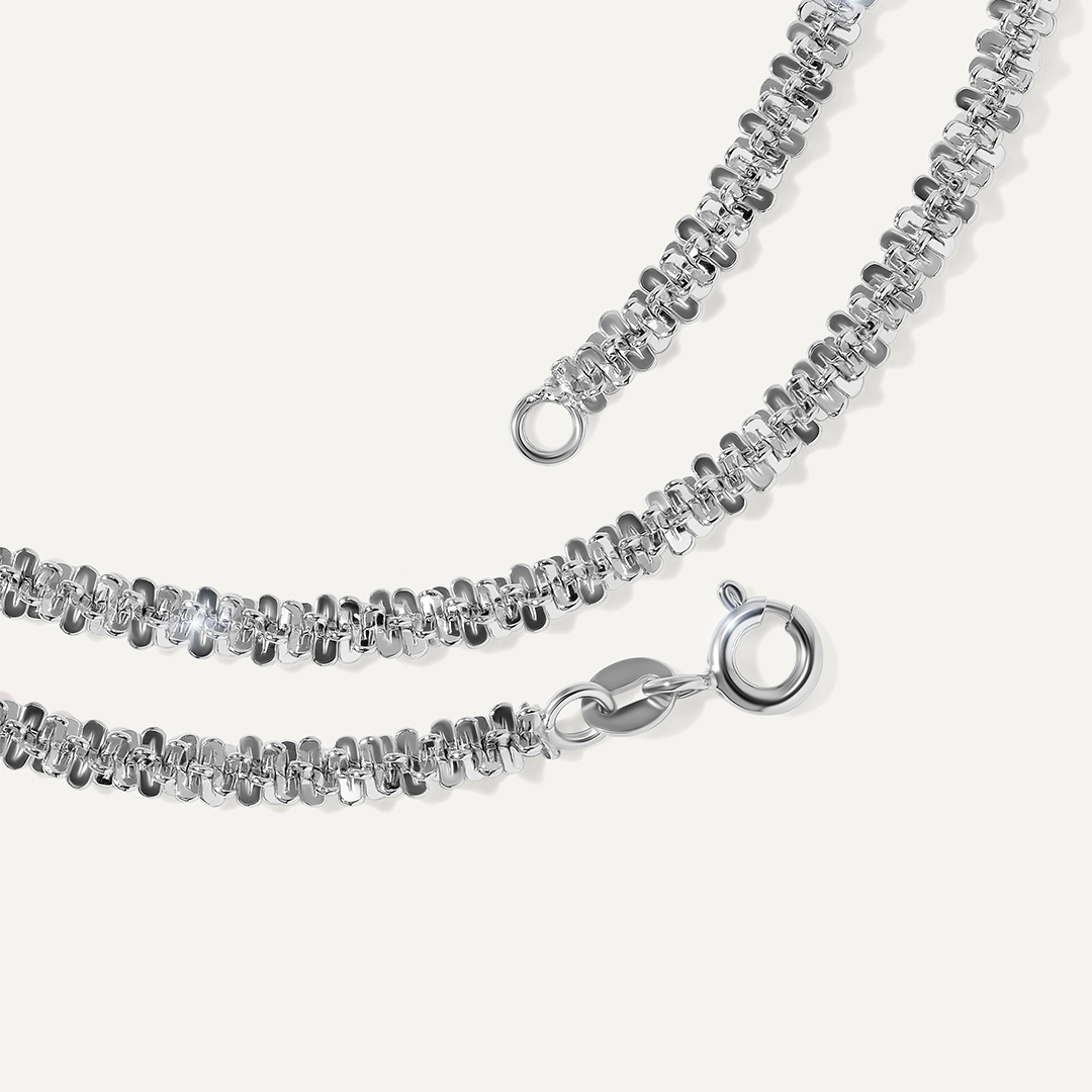 Серебряная цепь плетение "Крис-Крос"