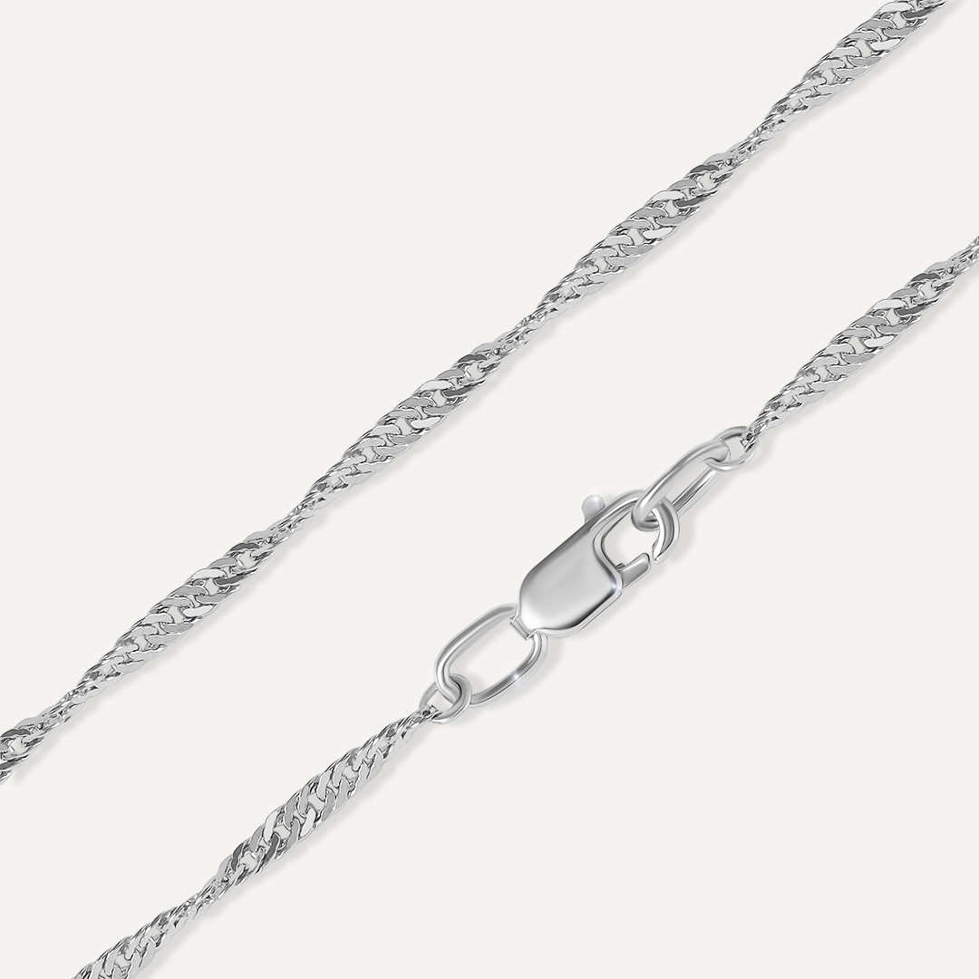 Серебряная цепь плетение "Сингапур"