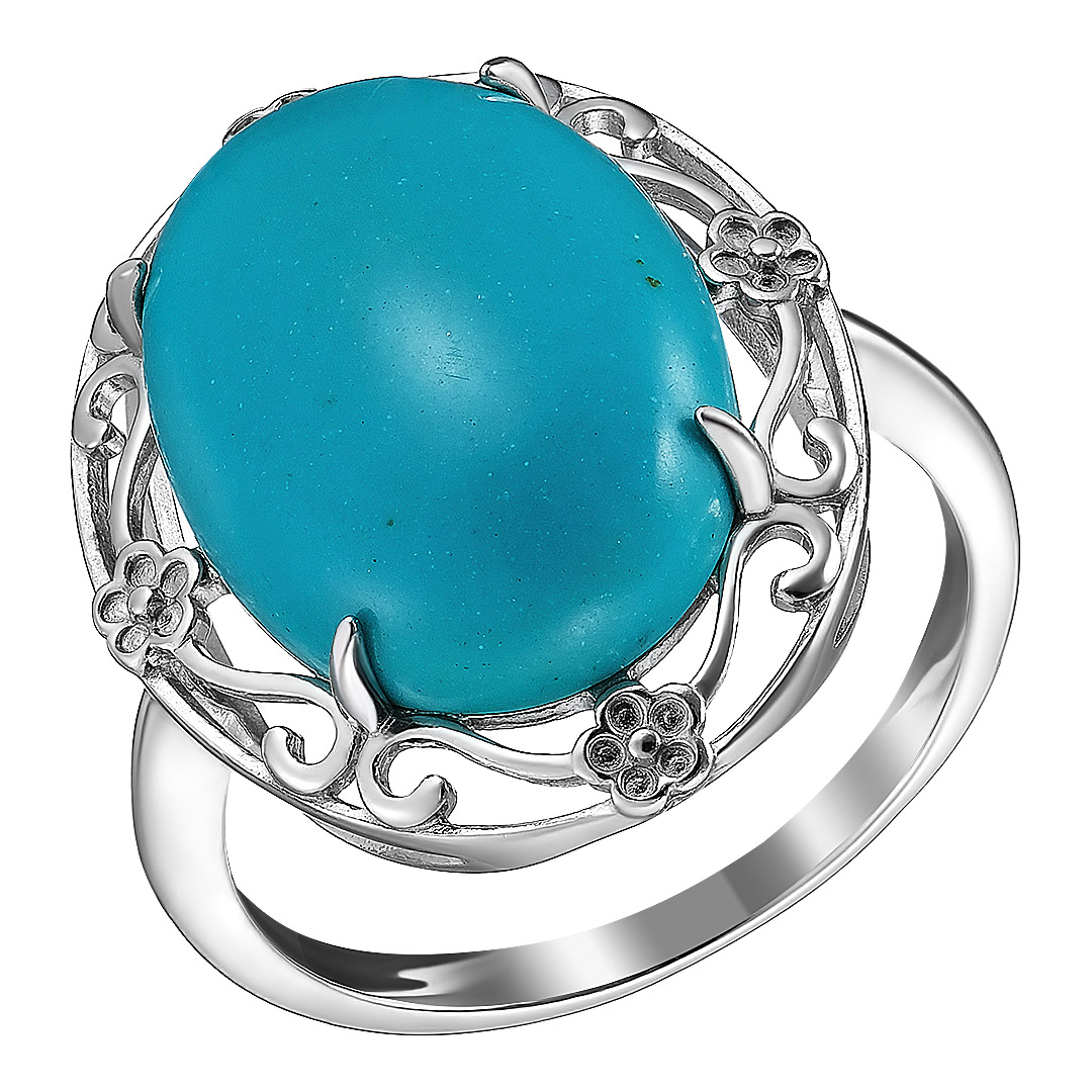 Серебряное кольцо 925 пробы; вставки 1 Бирюза;