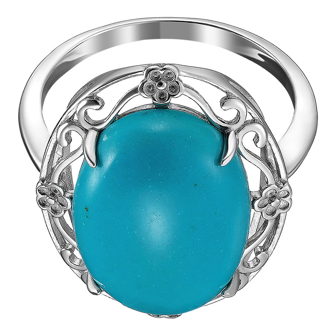 Серебряное кольцо 925 пробы; вставки 1 Бирюза;