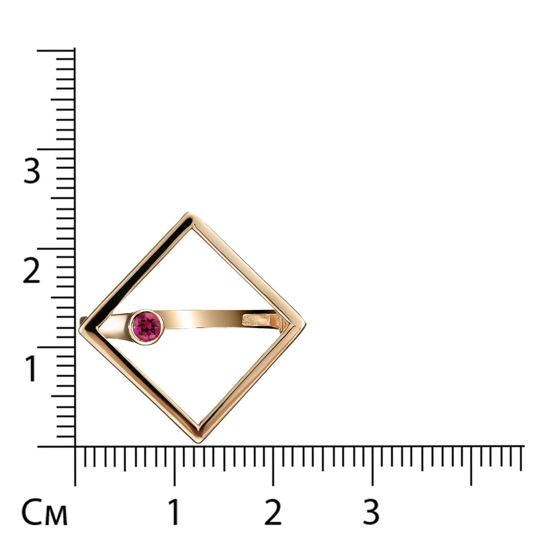 Незамкнутое кольцо из золота с рубином