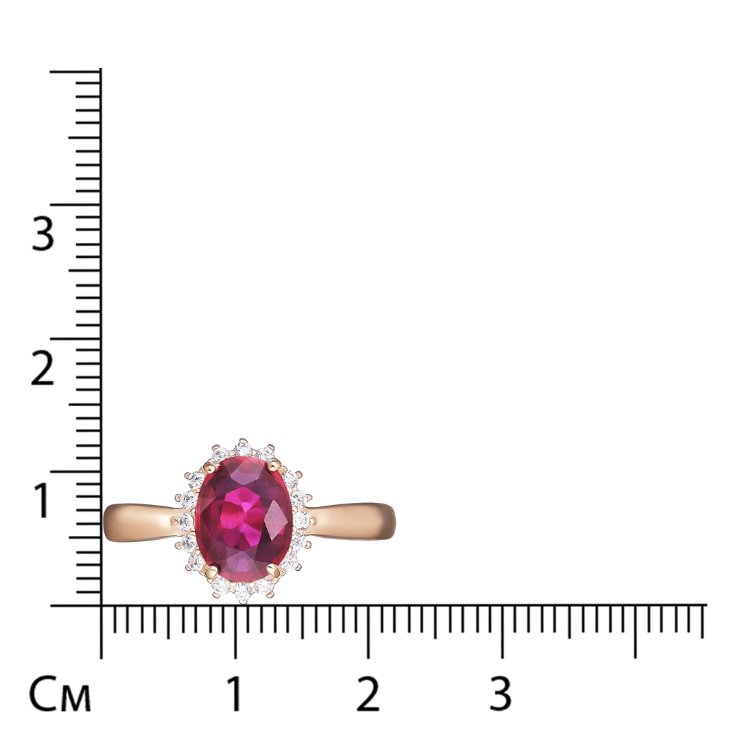 Серебряное кольцо 925 пробы; вставки 1 Рубин F/2 1,795; 16 Фианит бесцв.;