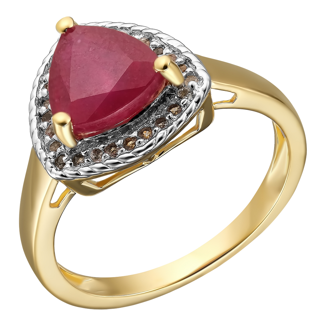 Серебряное кольцо 925 пробы; вставки 1 Рубин F/2 2,5 ct; 25 Топаз белый 0,13 ct;