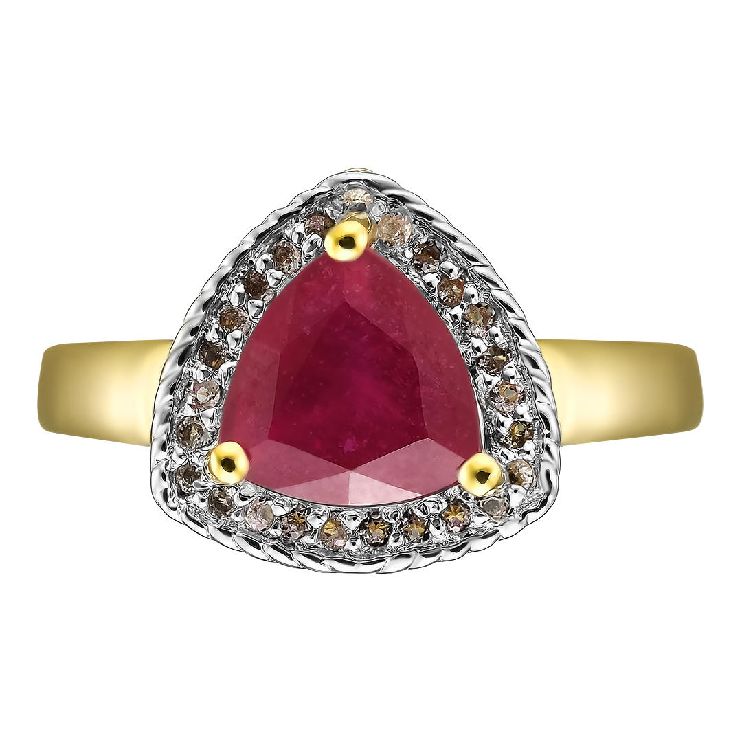 Серебряное кольцо 925 пробы; вставки 1 Рубин F/2 2,5 ct; 25 Топаз белый 0,13 ct;