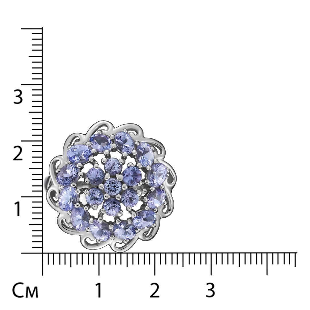 Серебряное кольцо 925 пробы; вставки 19 Танзанит 2,6775 ct;