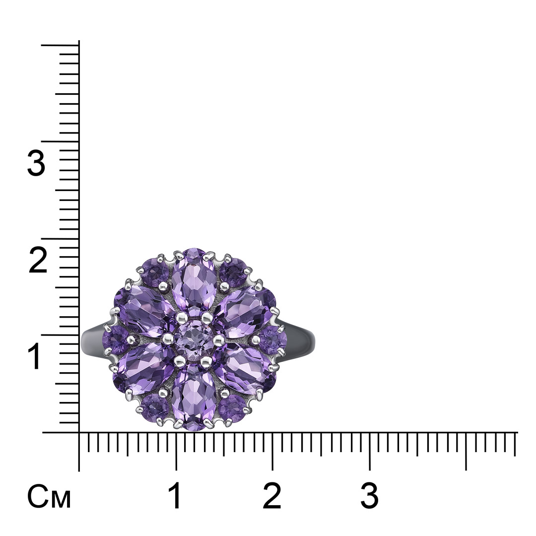 Серебряное кольцо с аметистами "Цветок"