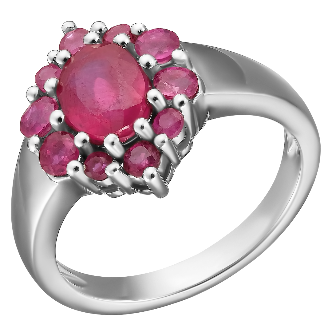 Серебряное кольцо 925 пробы; вставки 11 Рубин F/2 2,9075 ct;