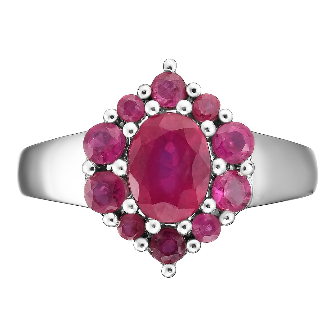 Серебряное кольцо 925 пробы; вставки 11 Рубин F/2 2,9075 ct;