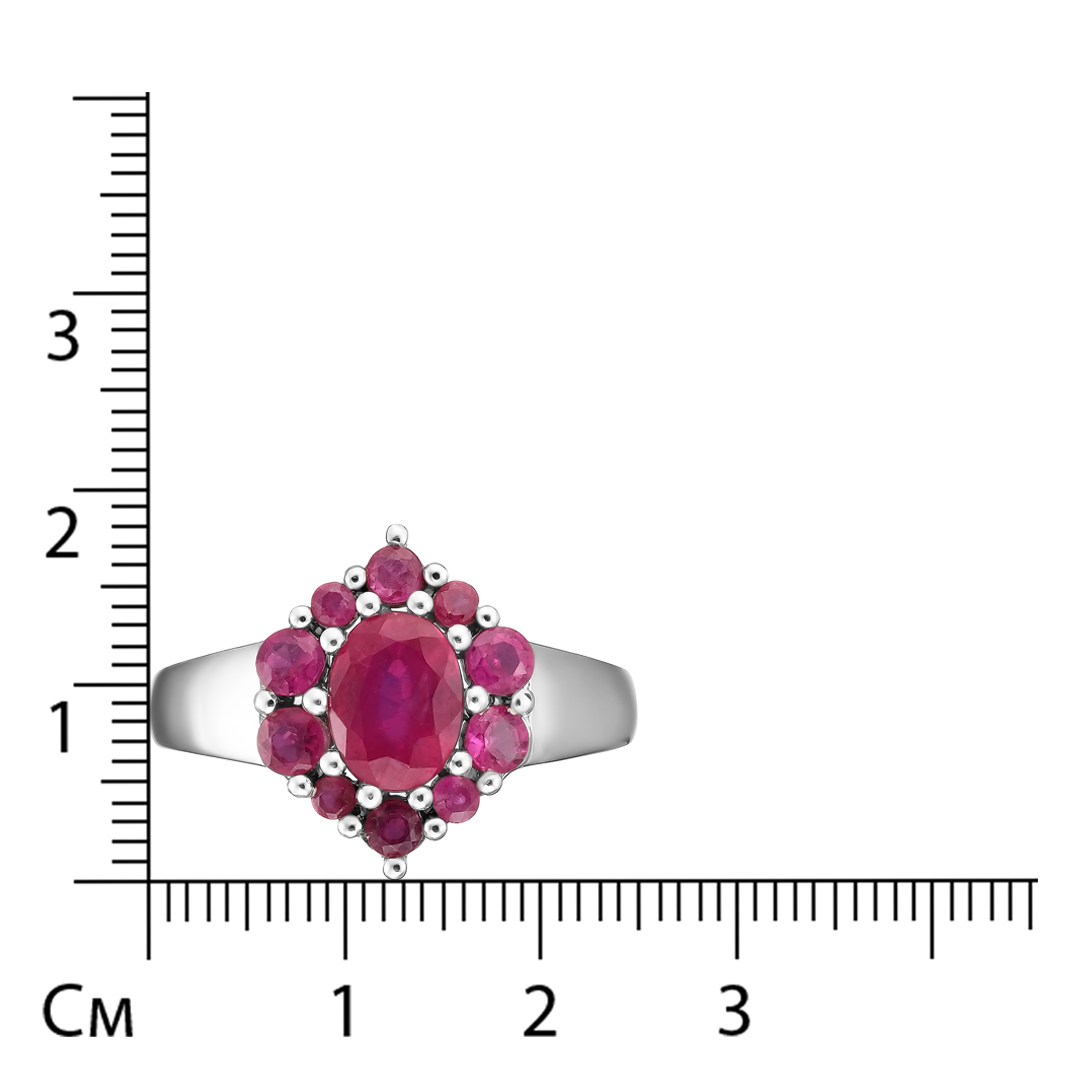 Серебряное кольцо 925 пробы; вставки 11 Рубин F/2 2,9075 ct;