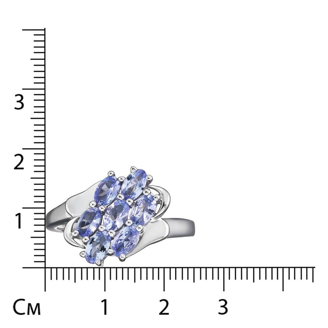 Серебряное кольцо 925 пробы; вставки 7 Танзанит 1,75 ct;