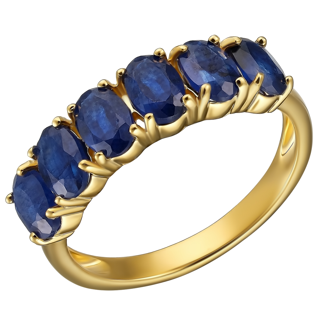 Серебряное кольцо 925 пробы; вставки 6 Сапфир U/2 3,9 ct;