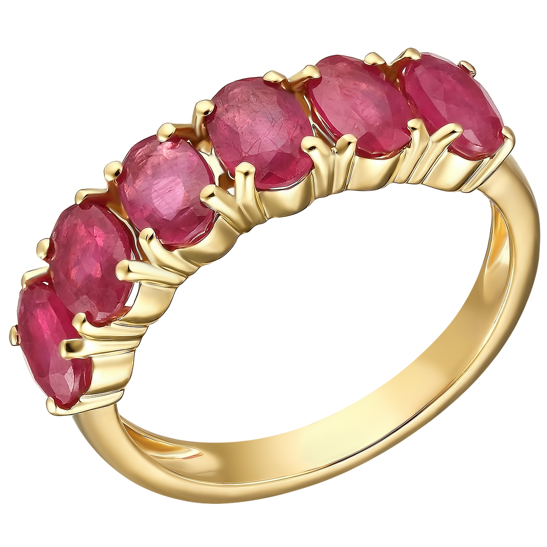 Серебряное кольцо 925 пробы; вставки 6 Рубин F/2 4,206 ct;