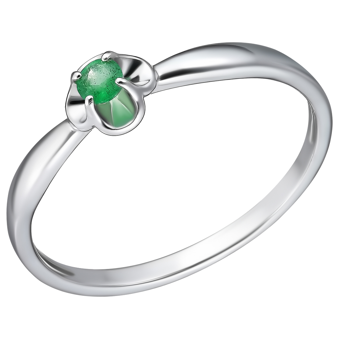 Серебряное кольцо 925 пробы; вставки 1 Изумруд (F) 0,113 3/3