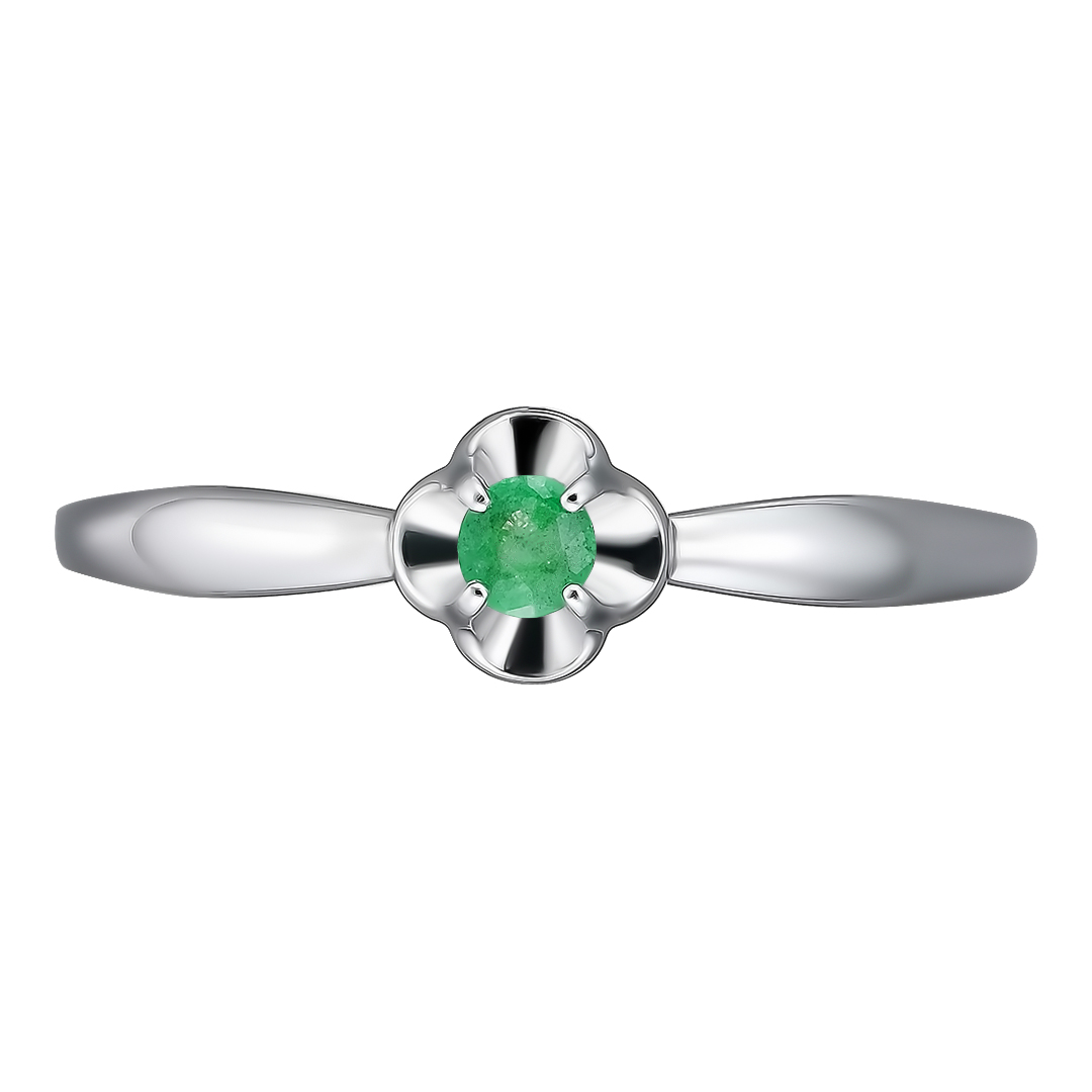 Серебряное кольцо 925 пробы; вставки 1 Изумруд (F) 0,113 3/3