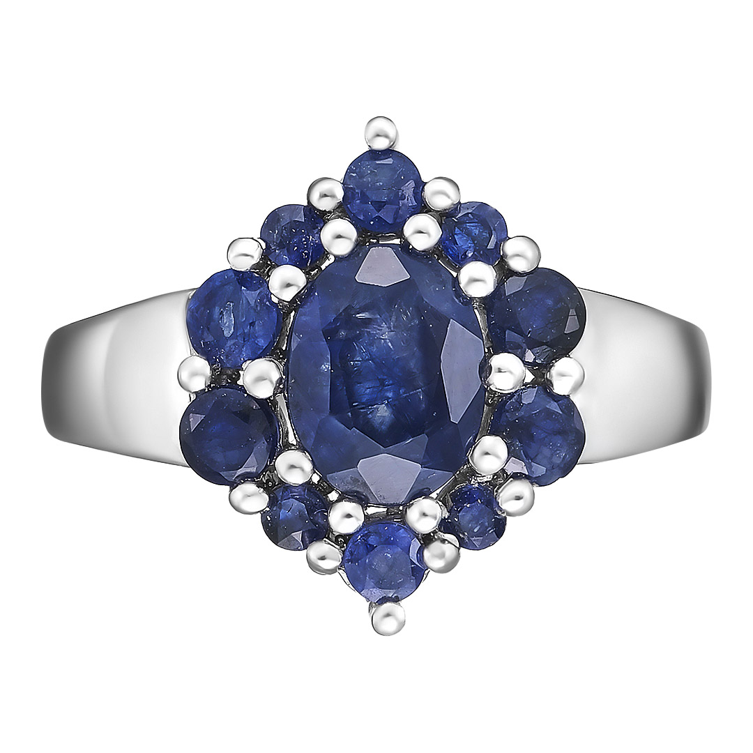 Серебряное кольцо 925 пробы; вставки 11 Сапфир U/2 2,795 ct;