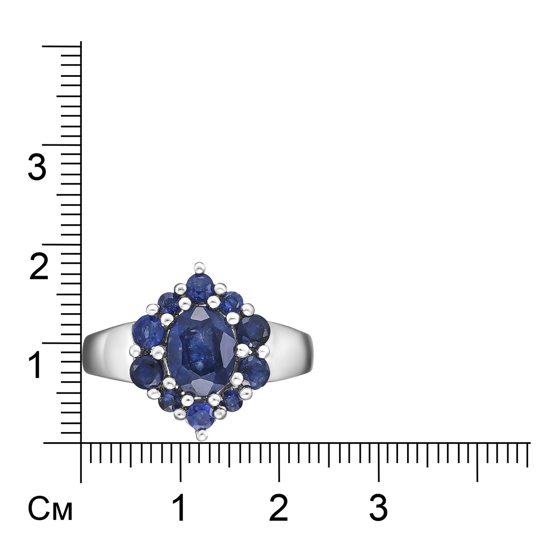 Серебряное кольцо 925 пробы; вставки 11 Сапфир U/2 2,795 ct;