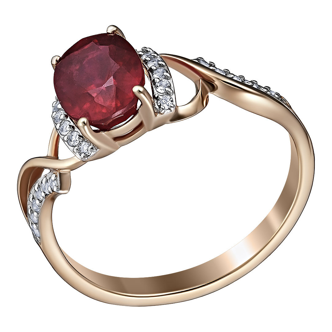 Серебряное кольцо 925 пробы; вставки 1 Рубин 1,694 F/2; 24 Топаз белый;