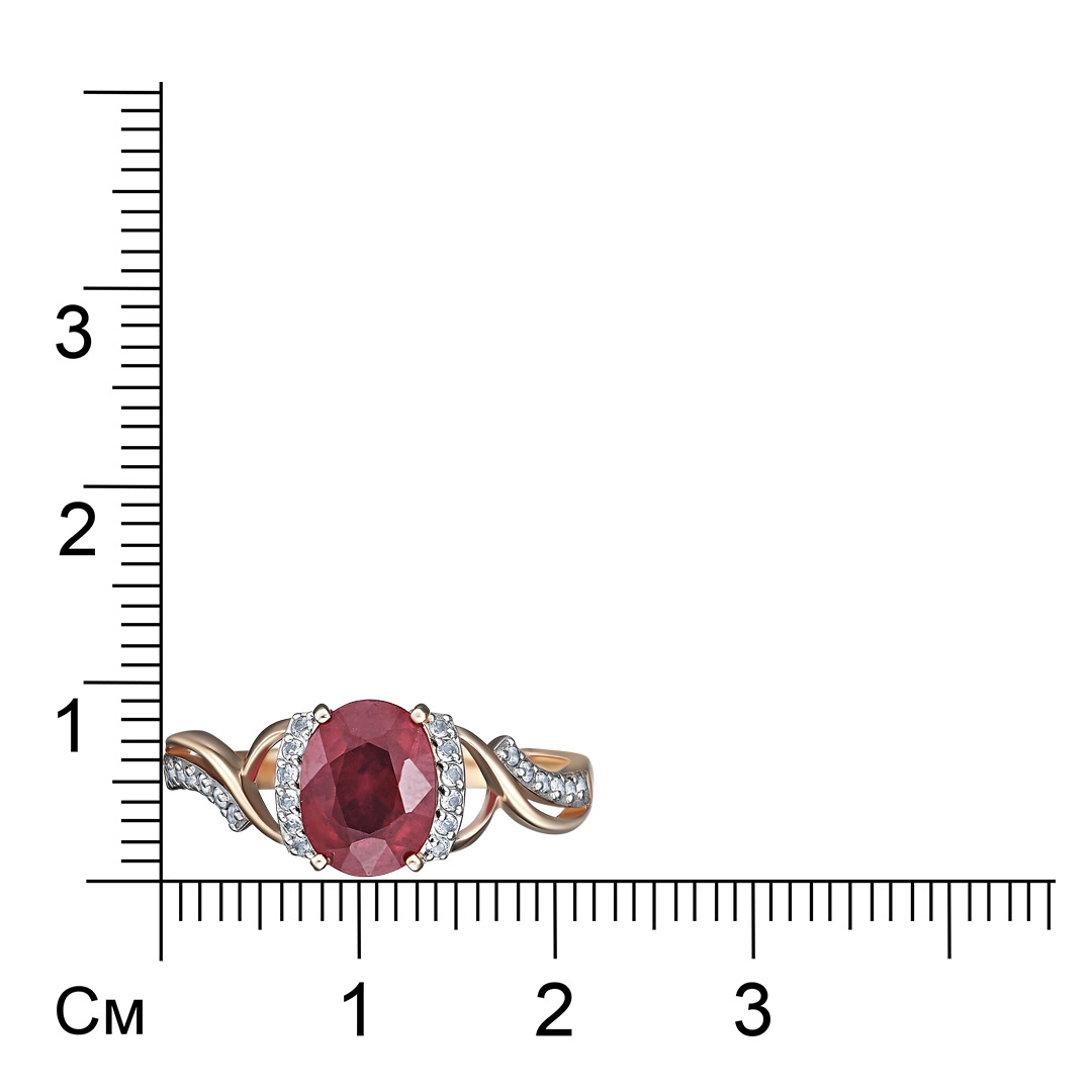 Серебряное кольцо 925 пробы; вставки 1 Рубин 1,694 F/2; 24 Топаз белый;