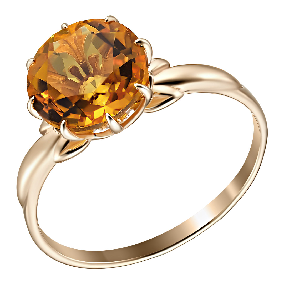 Серебряное кольцо 925 пробы; вставки 1 Цитрин;